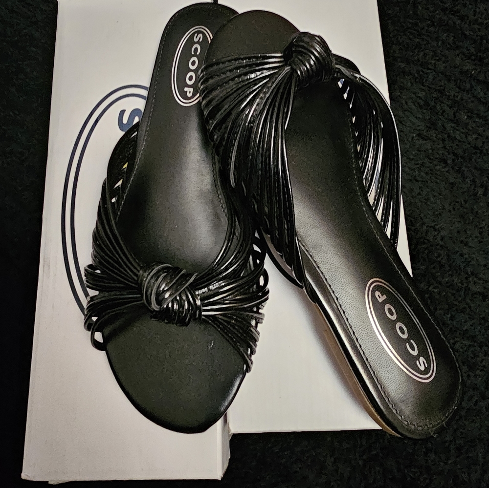 Scoop Braided Knot Slide Sandals Women's Size 6.5 Black New in Box - Picture 2 of 9